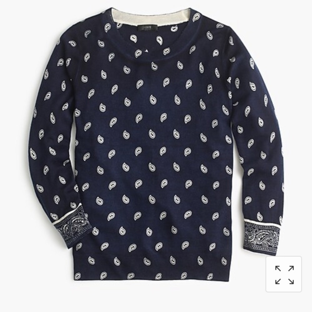 J. Crew bandana print tippi sweater in blue - Picture 1 of 5